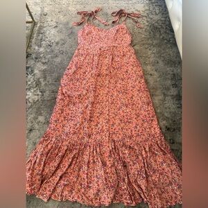 Jcrew Floral Pink Maxi Dress with Tie Straps and optional belt